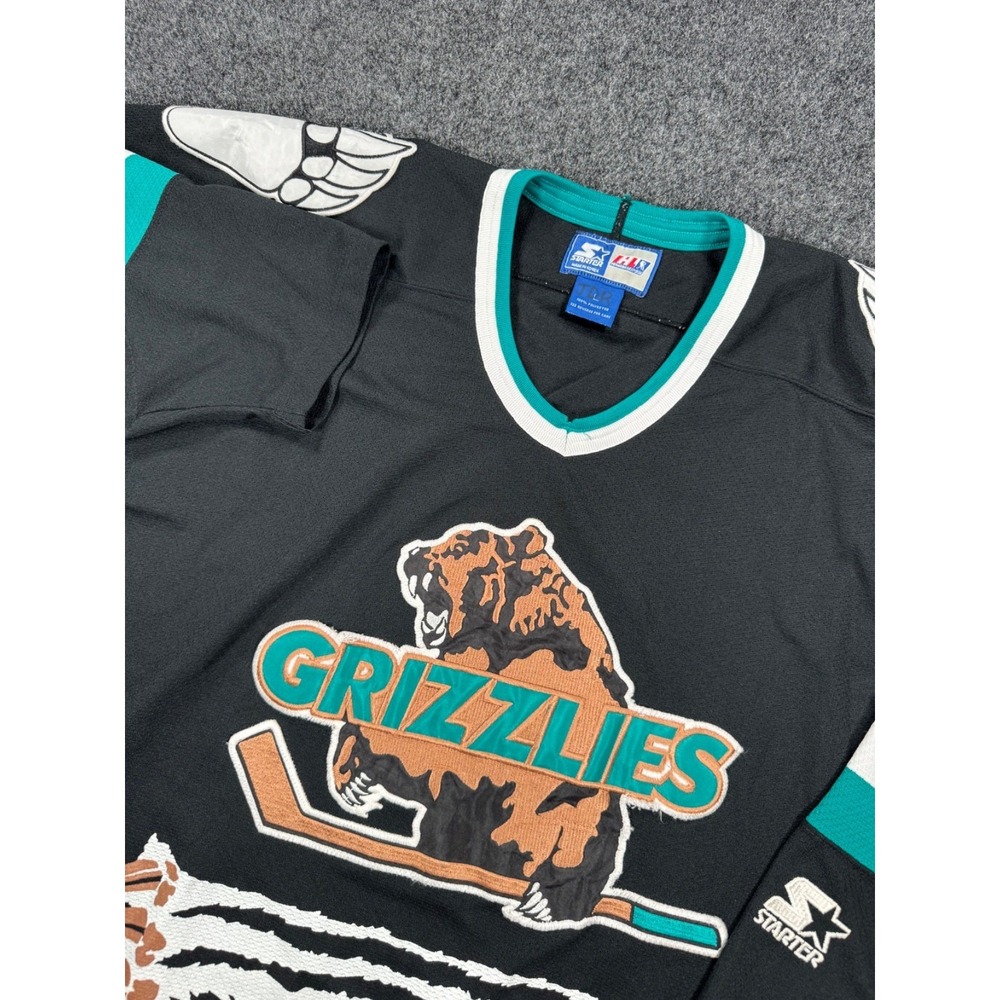 VTG Starter Memphis Grizzlies IHL Hockey Jersey Mens Large Black Embroidered